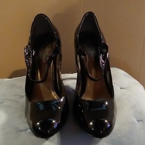 Paolo Black Patent Leather Mary Jane Heels